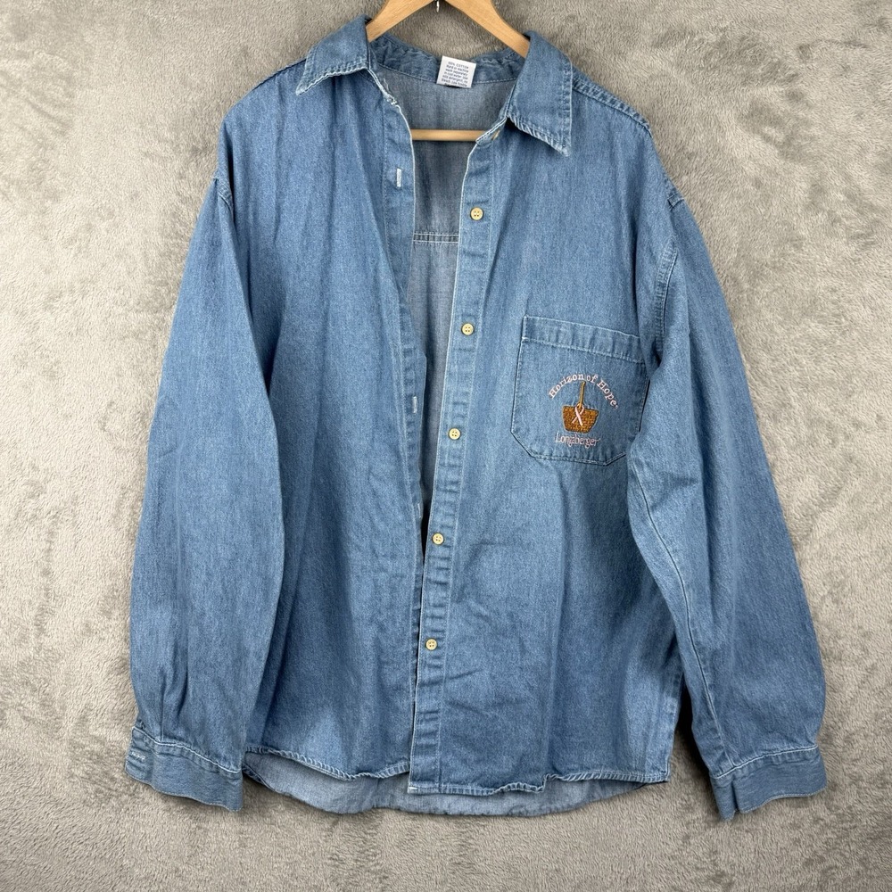 Longaberger Horizon Of Hope Denim Shirt Womens XXL Tutti USA Made Vintage 90s